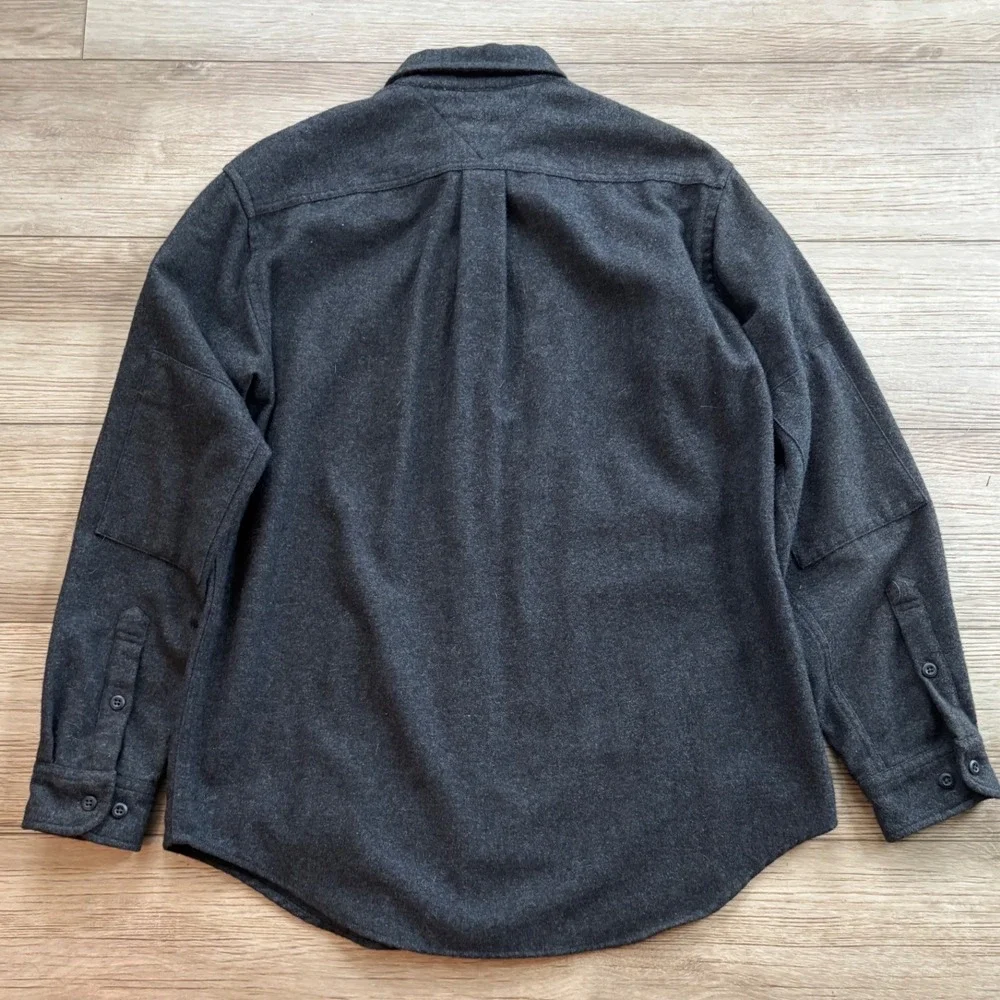 Tommy Hilfiger Mens Wool Blend Shirt Jacket Charcoal Gray Elbow Patch Medium